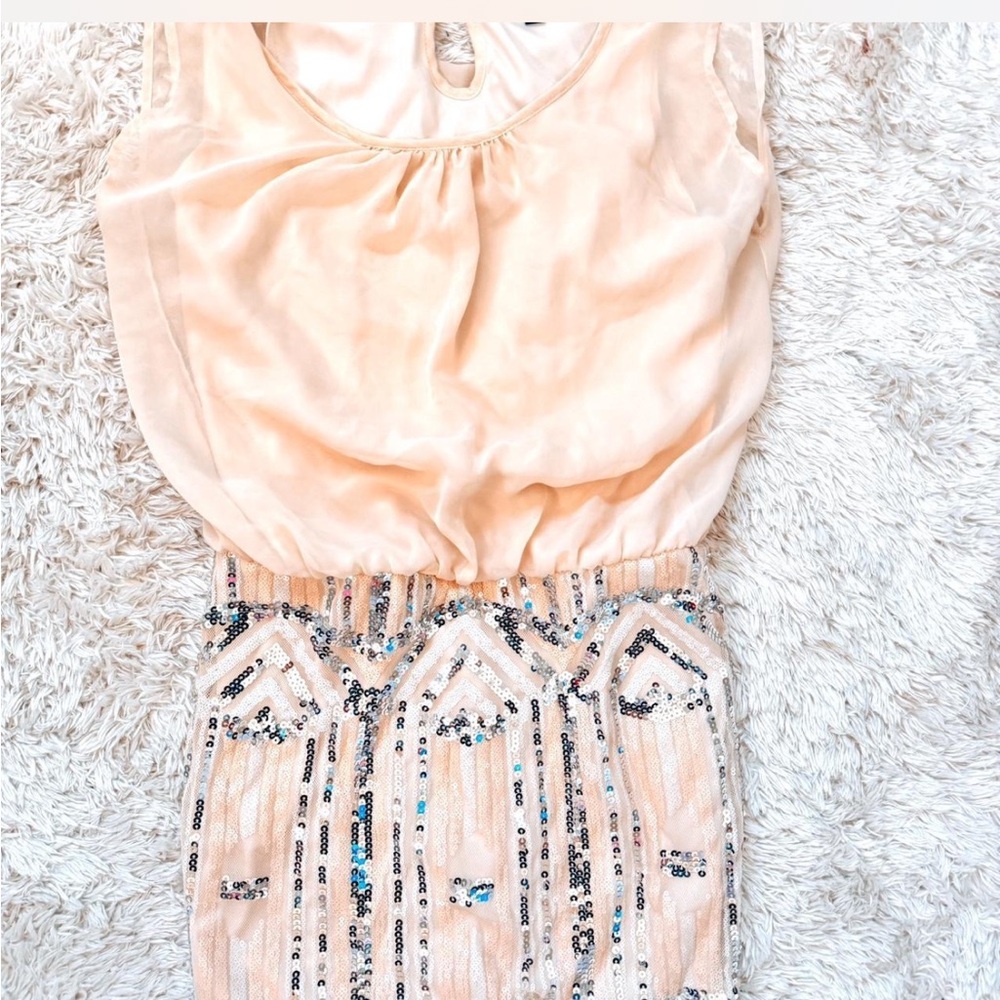 Elegant Y2K Peach and Sequin Dress